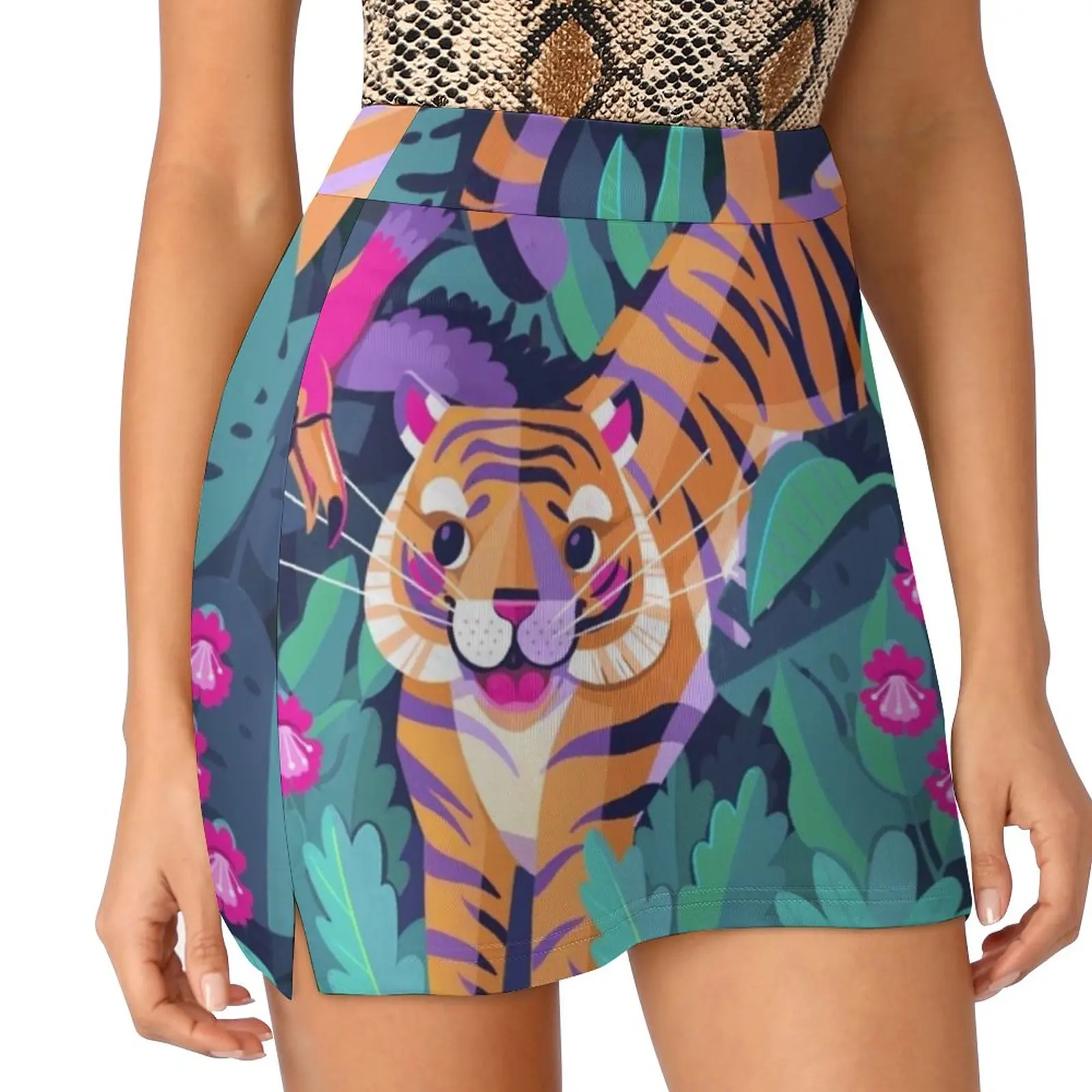 

Jumping Tiger-Flying Toucan Women's skirt Aesthetic skirts New Fashion Short Skirts Tiger Jungle Toucan Tiger Jungle Childrens