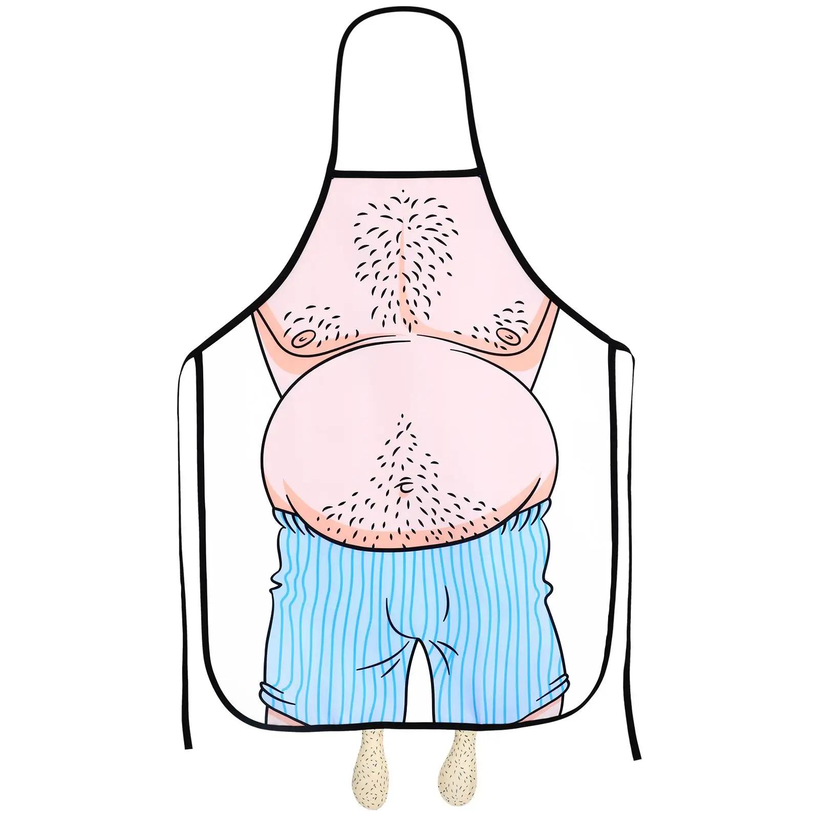 

Funny Apron Cooking Grilling BBQ Twill Fabric Printed Wacky Belly Man Adults Pink Size 74x56cm Kitchen Baking Sleeveless cosplay