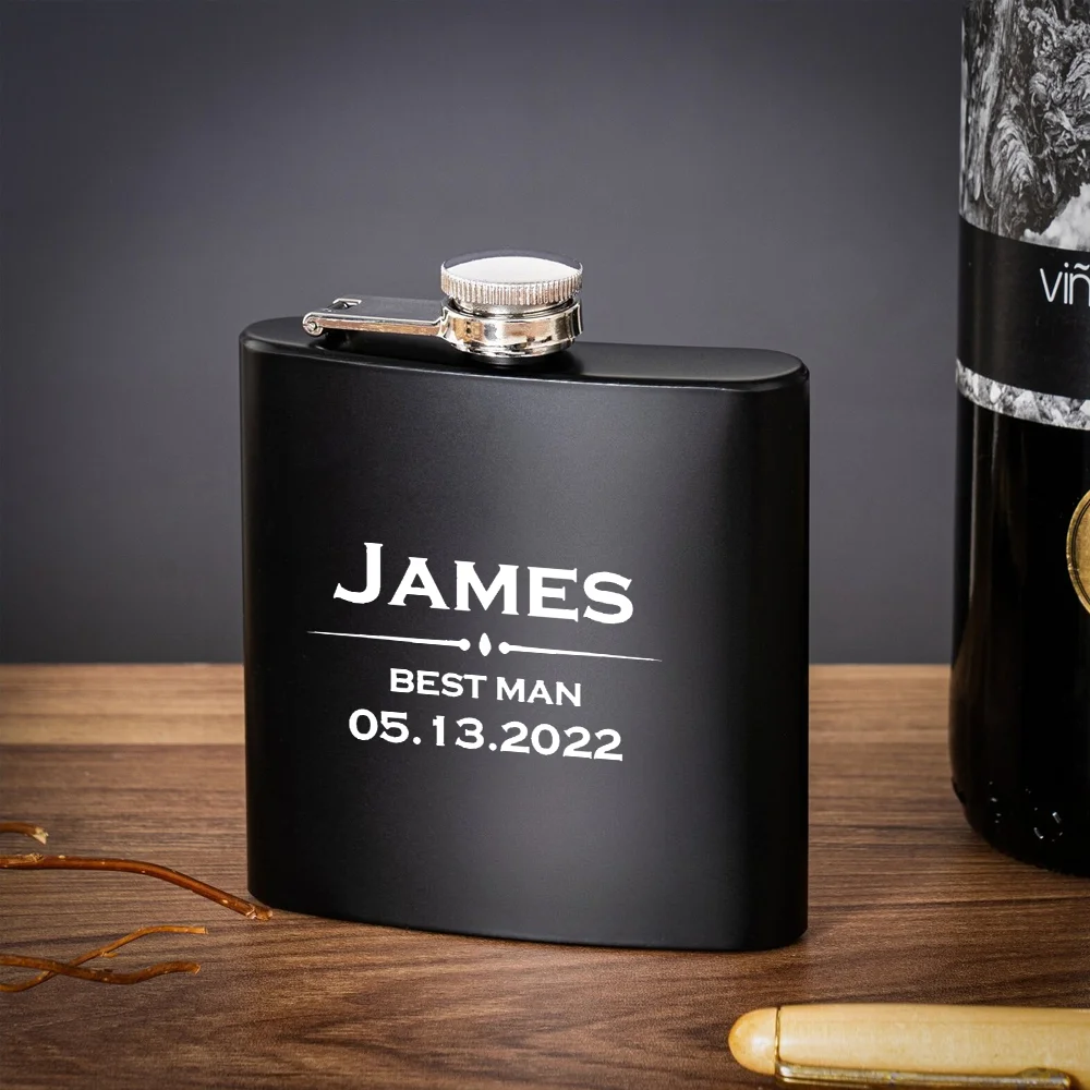2026 Personalisierte Schwarze Flasche mit Namen, Geschenk für Trauzeugen, Graviert für Junggesellinnenabschied, Geschenk für den Bräutigam, Hochzeitsdekoration – Detail 9