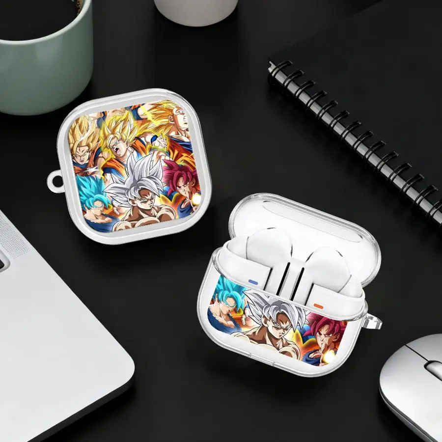 Clear Earphone Cases Cover With Hook Case For Samsung Galaxy Buds 4Pro Live 2Pro 4 Pro 3Pro 3 FE 2 Super Saiyan S-Son Gokus