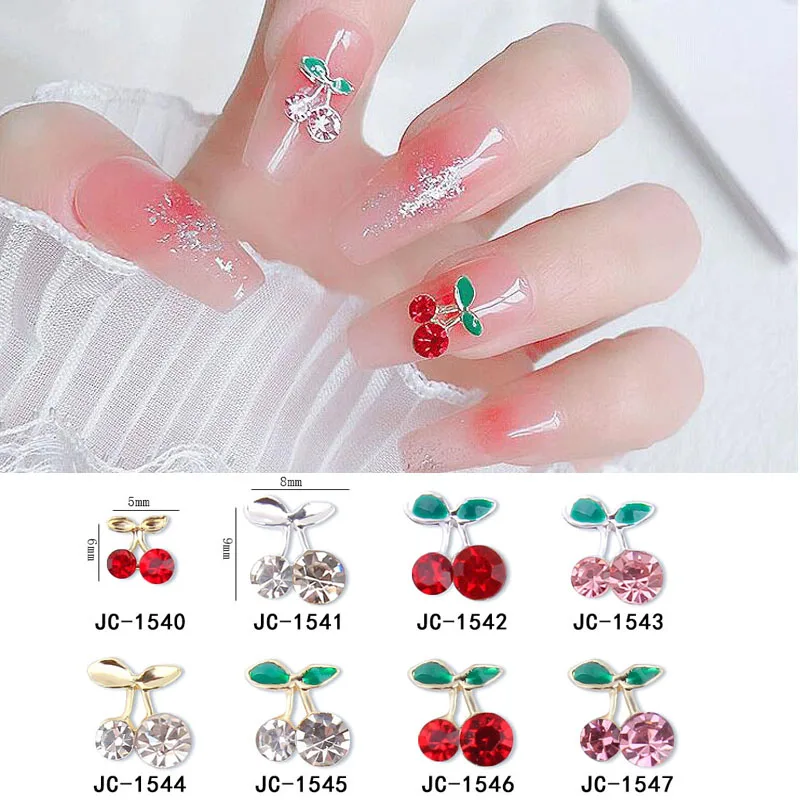 

20PCS Cherry Alloy Nail Stones Gems Luxury Red Pink Diamond Nail Art Charms Nail Crystal Charms Jewelry Flatback Manicure Parts