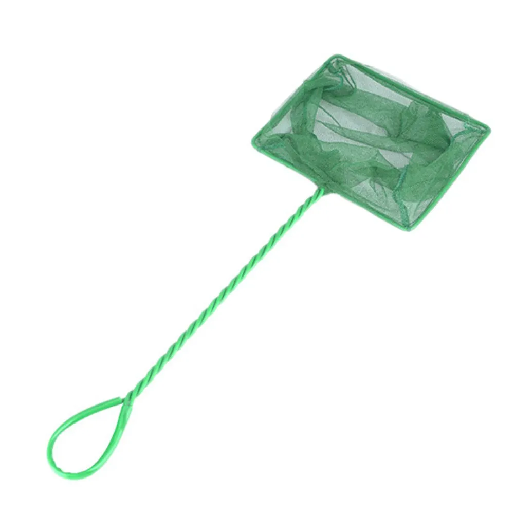 Fish Tank Net Large Aquarium Wire Mesh Catcher Long Handle Green Square Design Easy Catch Durable Handle Safe Non-Toxic Material