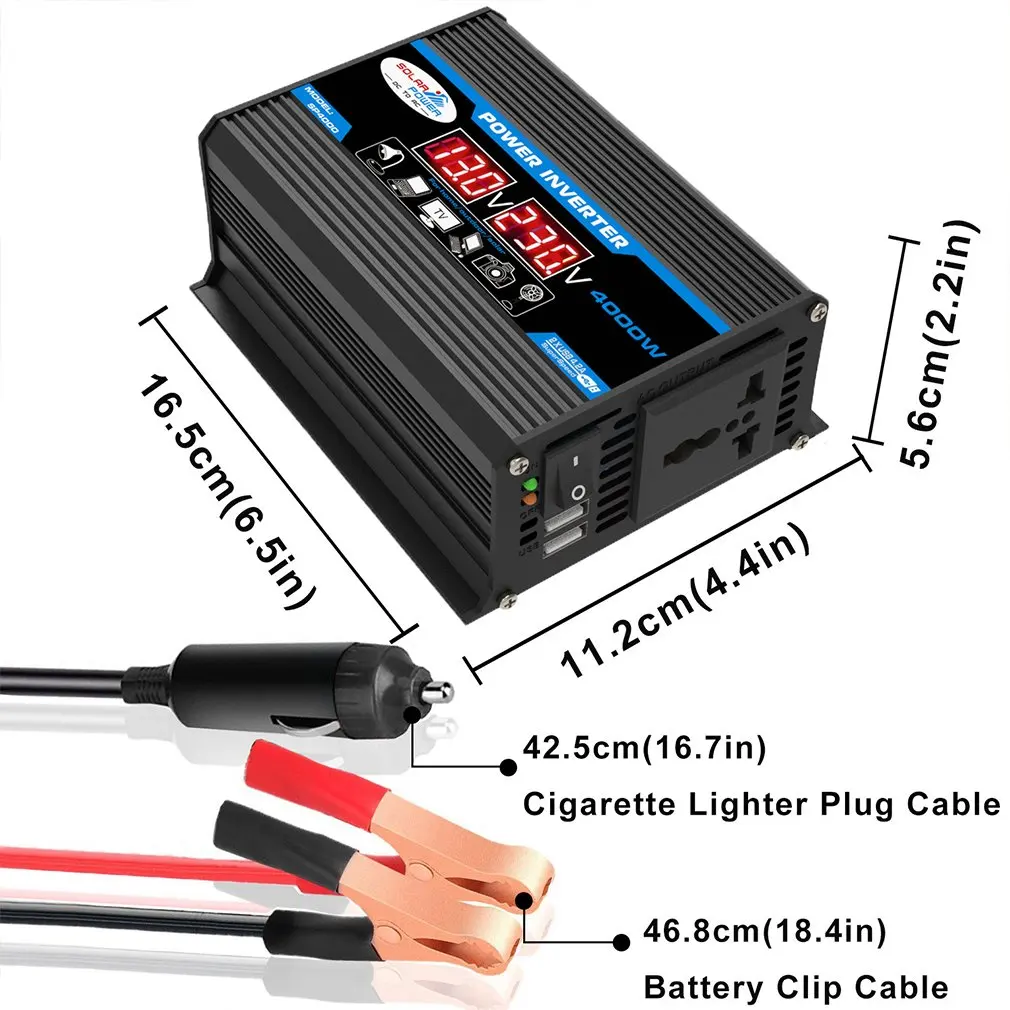 12V 220V/110V LED Ac Car Power Inverter Converter Charger Adapter inversor Dual USB Transformer Modified Sine Wave Dropshipping