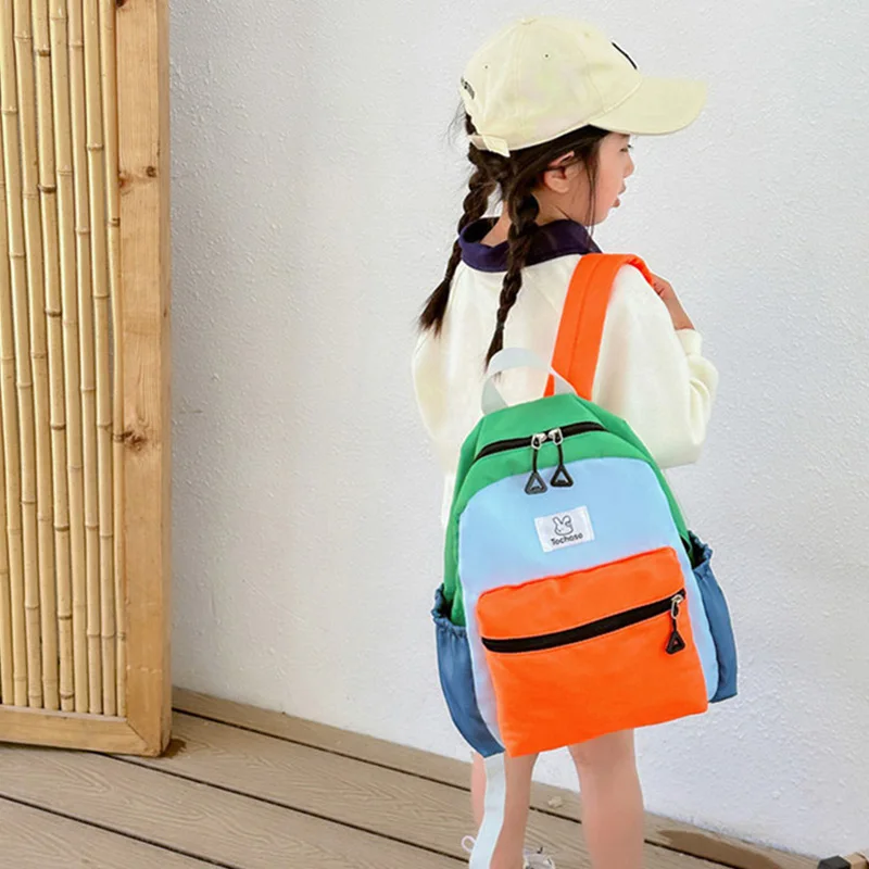 Children School Bags for Girls Boys Baby Kindergarten Backpack Canvas Colourful Travel Kids Bag for Primary Students