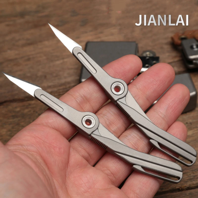 

New Portable 11 # titanium alloy folding knife medical scalpel replaceable blade EDC outdoor open-case pocket knife