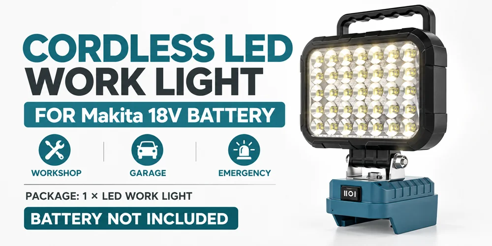 Für Makita 18V 21V Li-Ion Akku Arbeitsleuchte Tragbare Laterne mit USB LED Taschenlampe für Notbeleuchtung Werkzeugteile – Detail 1