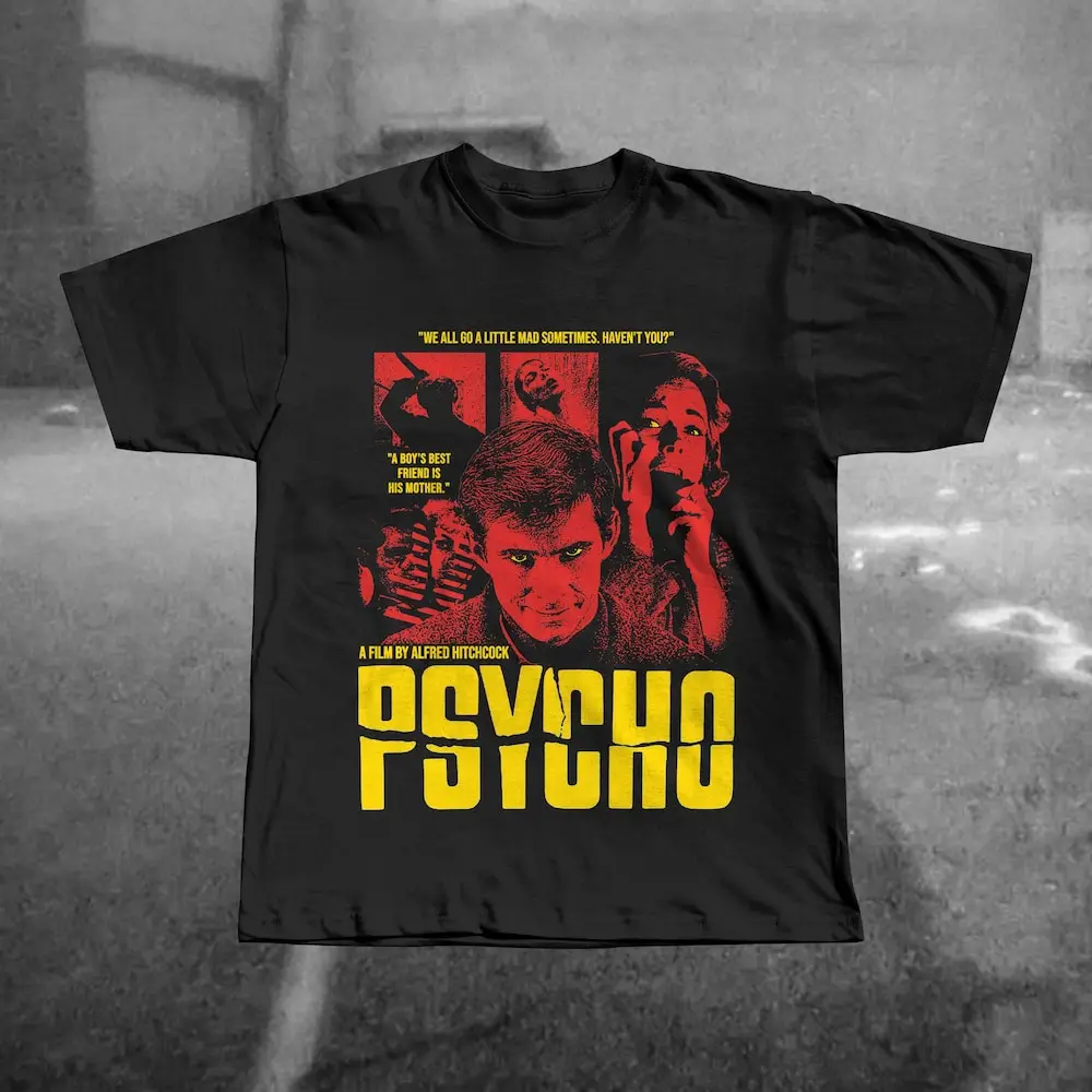 Psycho Movie T-Shirt, Alfred Hitchcock Classic Film Graphic Tee