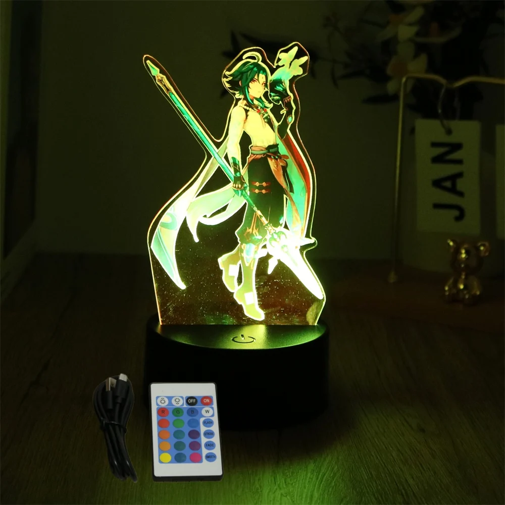 Anime Figures 3D Night Light Genshin Impact RGB LED Lamps Control 16 Colors Lights Dreamcolor for Bedroom Decor Atmosphere Gifts