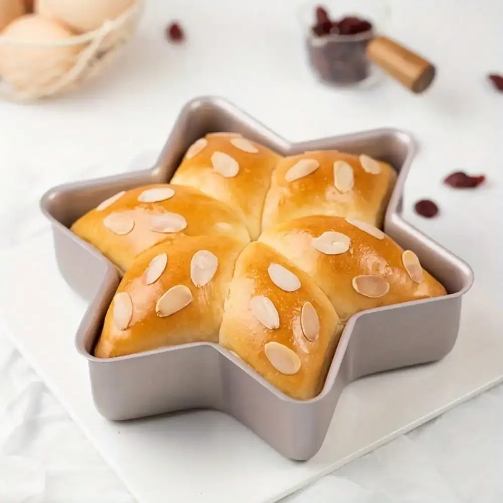 1pc Champagne Gold Star Shaped Cake Pan Mold Baking Hexagonal 3D Nonstick Coated Baking Pan Bread Cheese Oven Pan Kitchen Tools