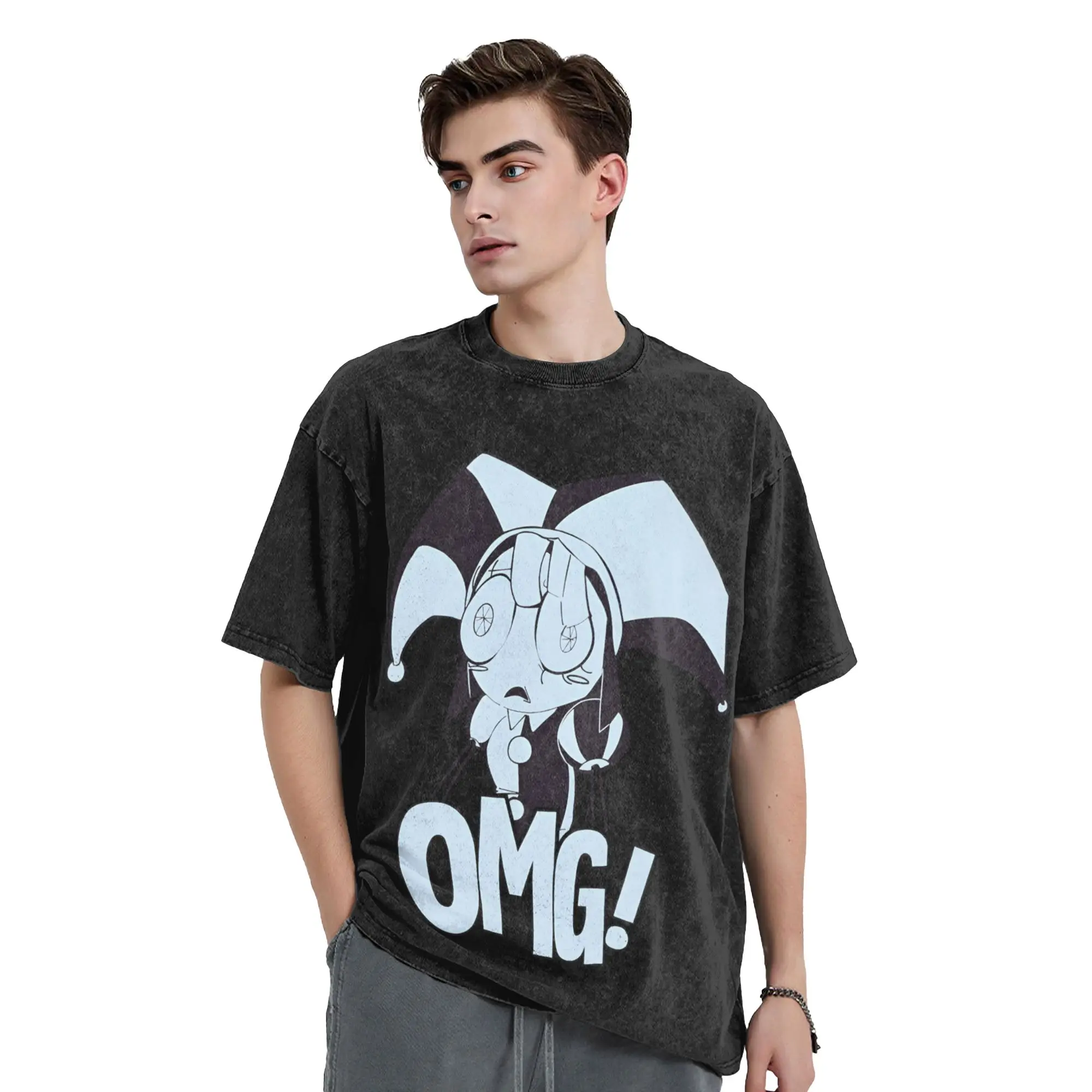 Worlds of Wonder Washed T Shirts Streetwear Retro T-Shirt Cartoon Digitals Circus Tees for Men Women Short Sleeve Summer