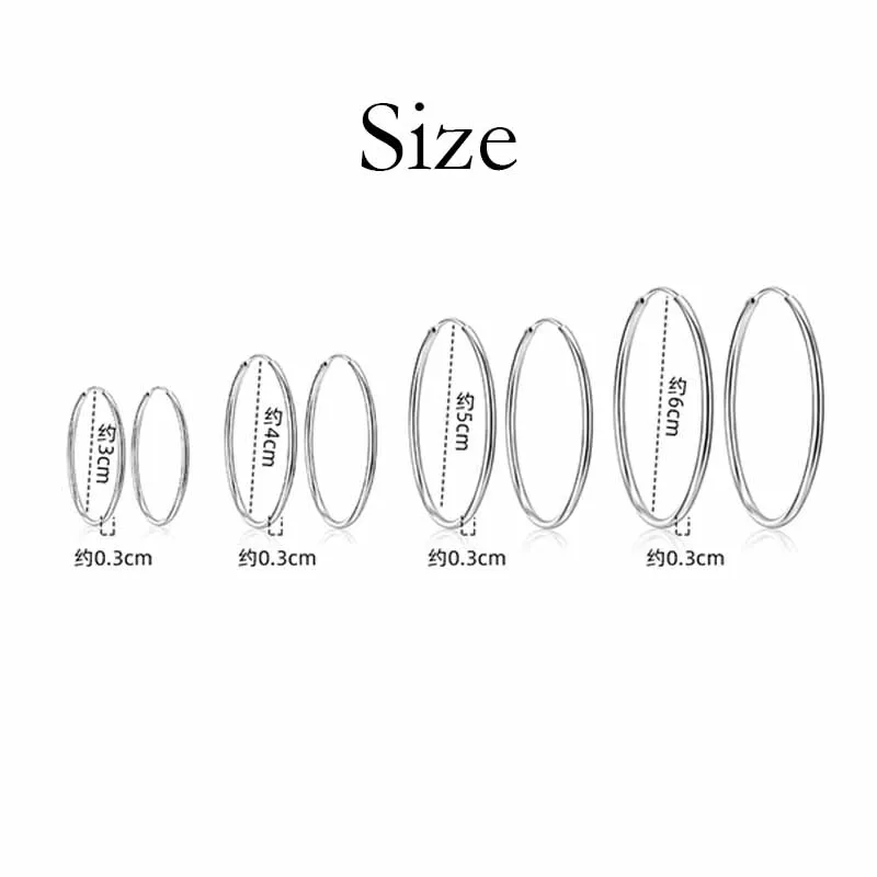 925 Sterling Silver 3/4/5/6cm Thick Hoop Earrings For Women Luxury Quality Jewelry  Gifts For New Year 2024