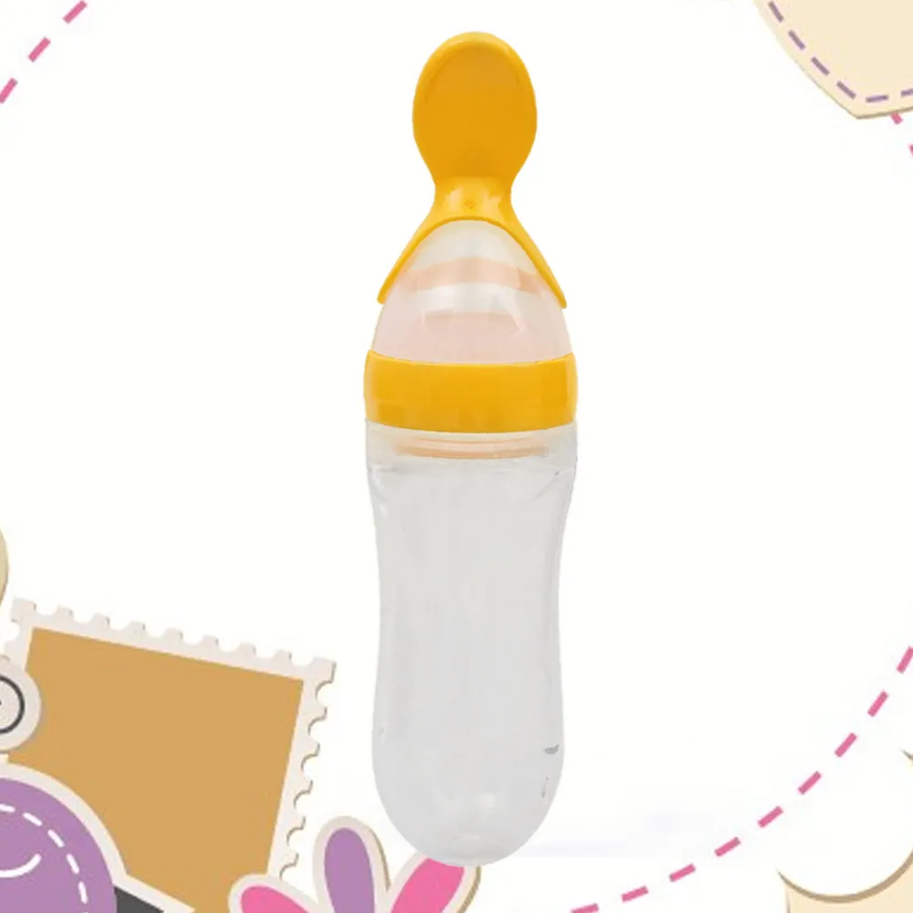 

90Ml Silicone Baby Rice Bottle Feeder with Integrated Spoon and Hygienic Cover for Pureed Food Infant Feeding Easy