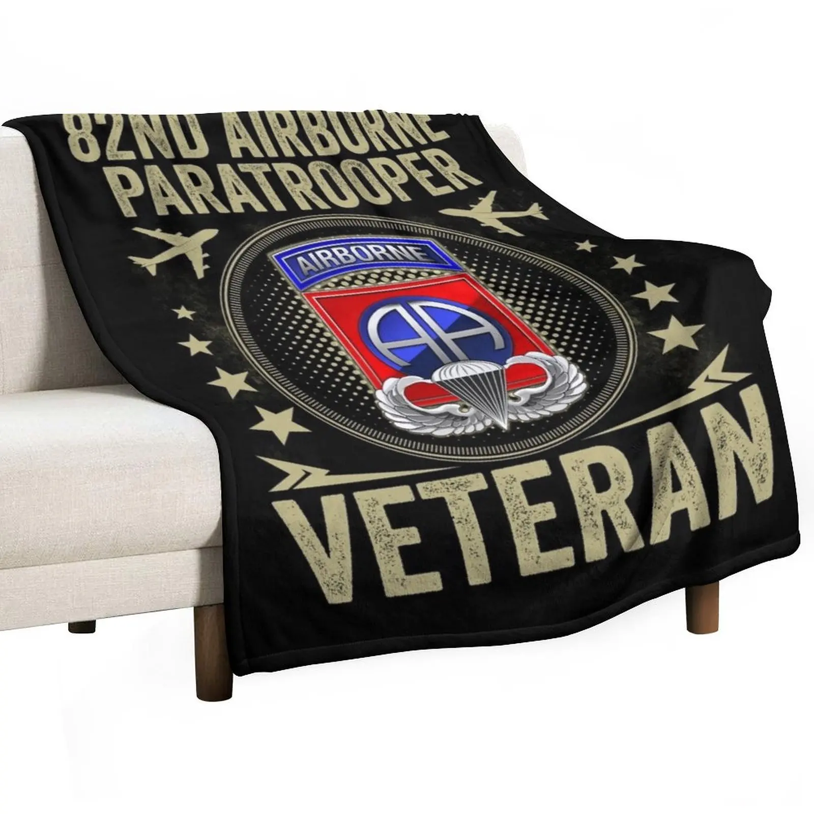 82nd Airborne Division Paratrooper Army Veteran Throw Blanket bed plaid Plaid on the sofa Soft Travel Blankets