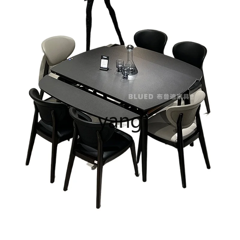 

LH foldable dining table household small apartment retractable rectangular eating solid wood table