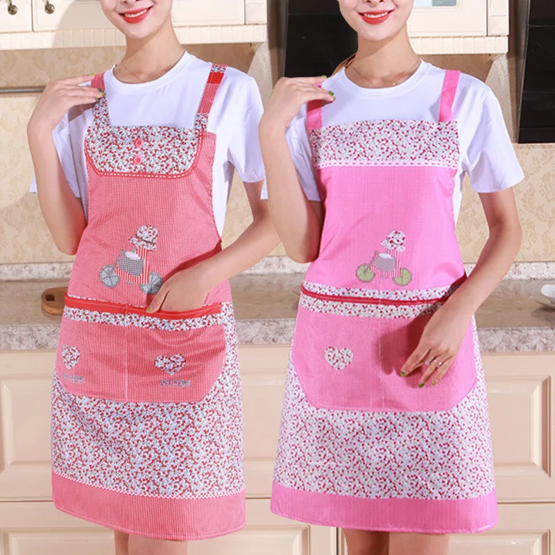 

Cute Cartoon Kitchen Apron for Men Women Home Cleaning Tools Pink White Waterproof Apron Cotton Linen Easy to Clean House