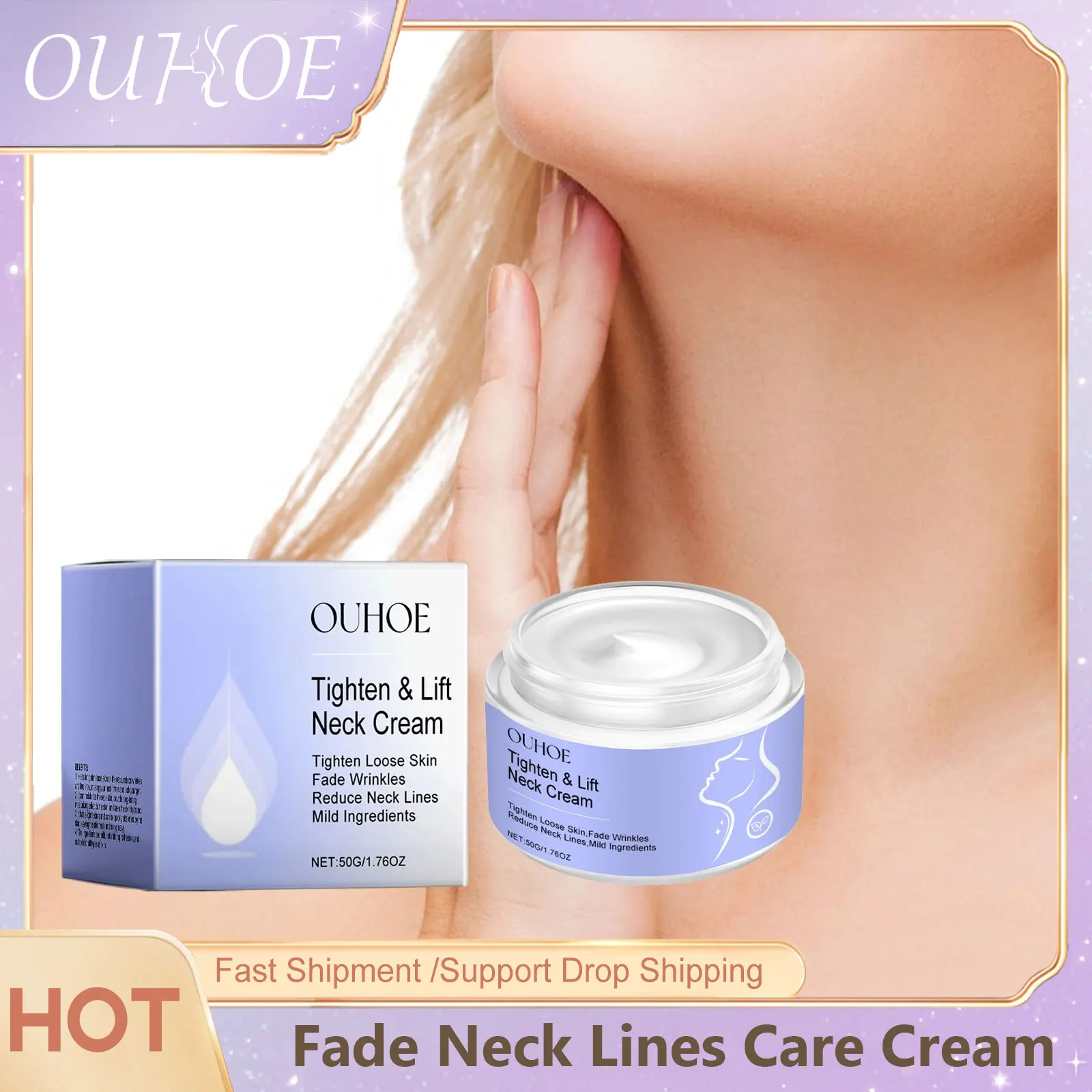 

Neck Tightening Cream Wrinkle Removal Fade Fine Line Lifting Double Chin Smooth Firm Nourish Moisture Shaping Beauty Neck Cream