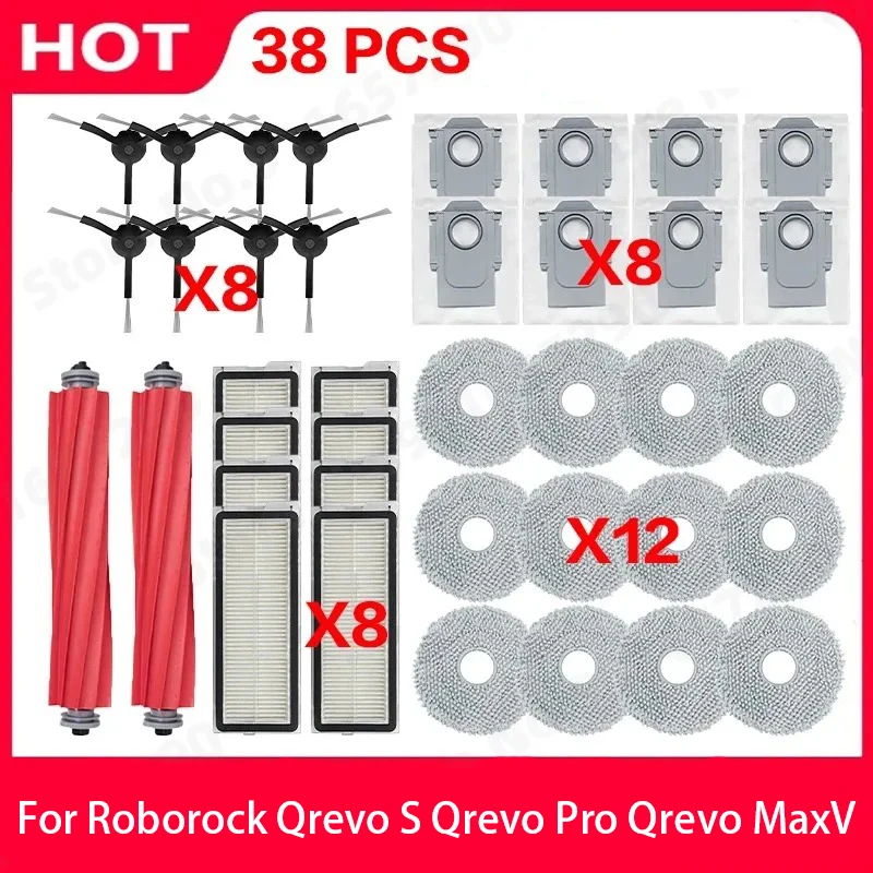 Roborock Qrevo S Qrevo Pro Qrevo MaxV Robot Vacuum Parts Main Roller Side Brush Hepa Filter Mop Pad Cloth Dust Bag Accessories