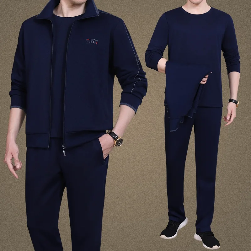 

Casual Loose Men's Sportswear Set Dad Clothes Tee-piece Suite Autumn Long Sve Sweatirt Pants for Middle-aged Men