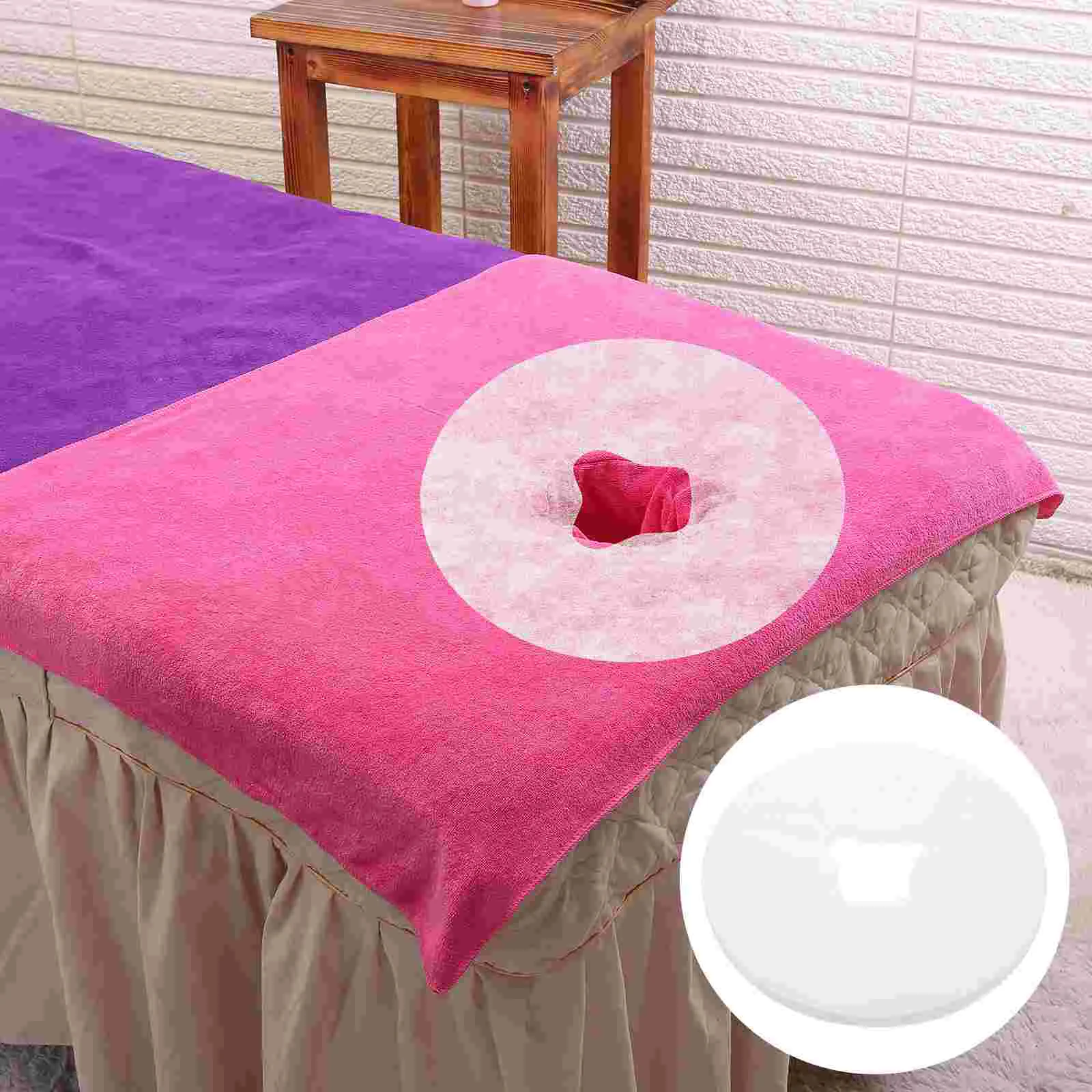 100 Pcs Steam Mattress Massage Bed Hole Covers Face Mask Massaging Pads Towel Non-woven Fabric