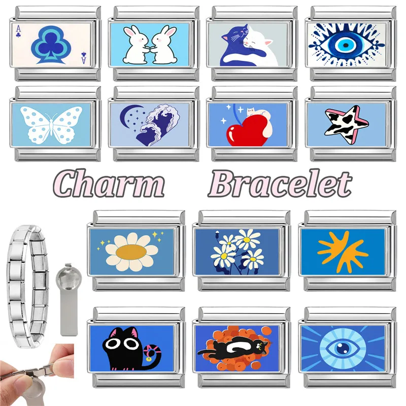 جديد جميل الحيوانات الأليفة القطط والكلاب وصلات سحرية إيطالية تناسب 9 مللي متر سوار الفولاذ المقاوم للصدأ النساء الرجال DIY بها بنفسك صنع المجوهرات #3