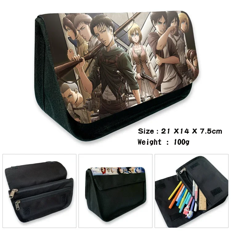 Atak na tytana Anime trójkątna torba na długopis Eren Mikasa Levi piórnik studencki chłopcy dziewczęta dzieci Cartoon szkolne etui na artykuły papiernicze