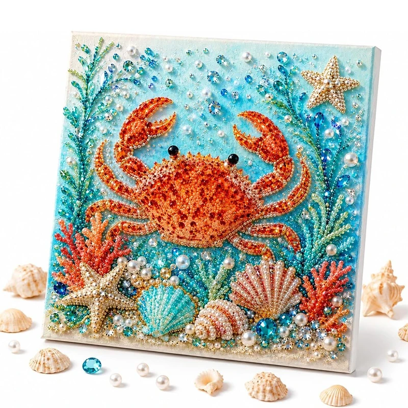 Ozean-Themen-Perlenkunst-DIY-Set, Oktopus-DIY-Perlenmalerei-Set, Ozean-Diamantkunst für Erwachsene und Anfänger, glitzernde Küstenwanddekoration