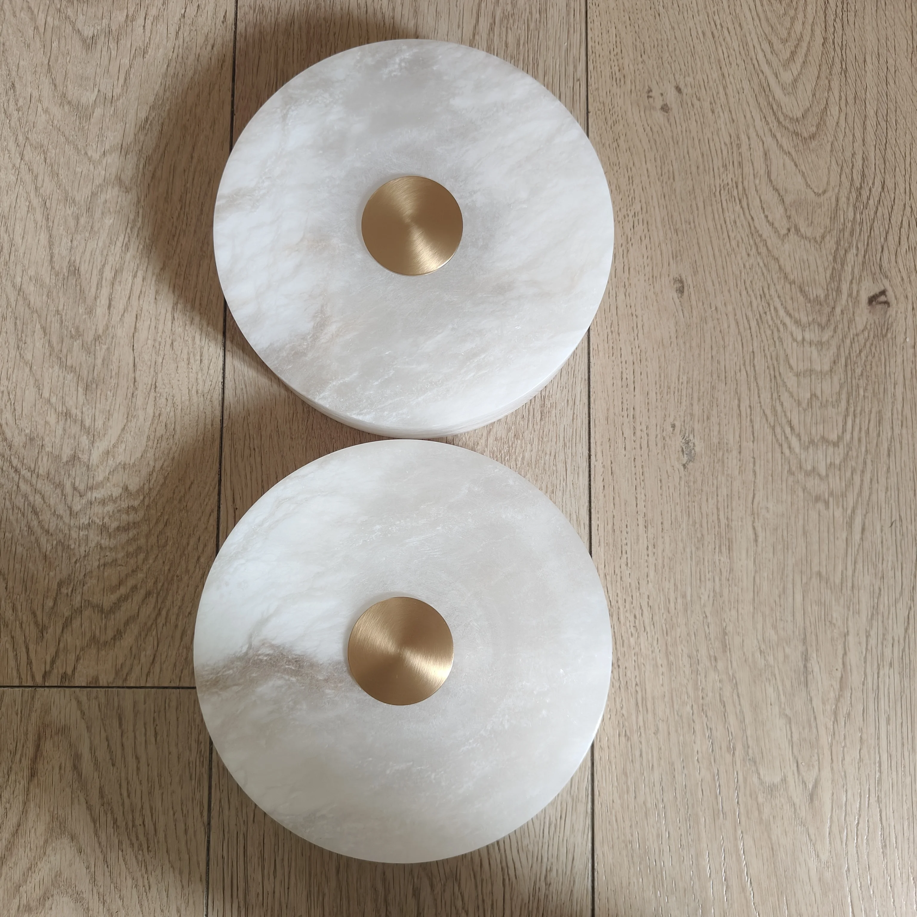 Modern Simple Led Natural Marble Ceiling Lamp Living Room Bedroom Corridor Circular Ultra-thin All-copper Wall Lamp Indoor Decor