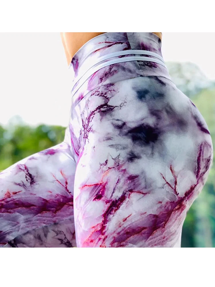 Mallas Push Up sexys para mujer, Leggings de cintura alta para Fitness, Jeggings con estampado de mármol, pantalones de Yoga, 2023