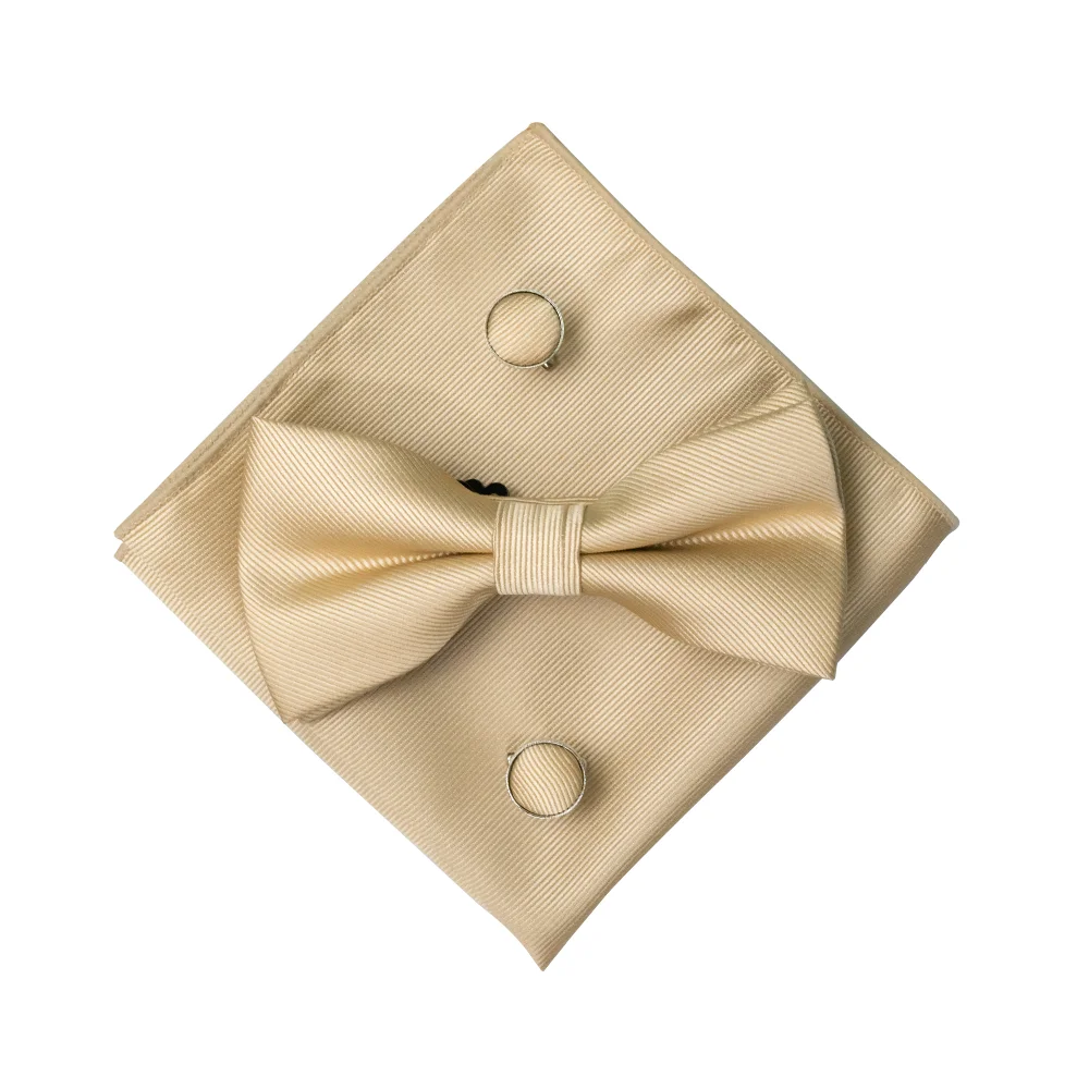 EASTEPIC Karamellfarbenes Fliege-Set mit Twill-Einstecktuch und hochwertigen Manschettenknöpfen – Klassisches Accessoire für Herren in Unifarbe – Geburtstagsgeschenk – Detail 16