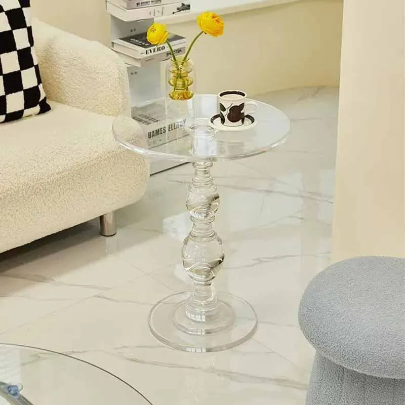 Acrylic Coffee Tables Luxury Living Room Decor Transparent Tea Table Nordic Bedroom Corner Tables Sofa Side Small Round Table