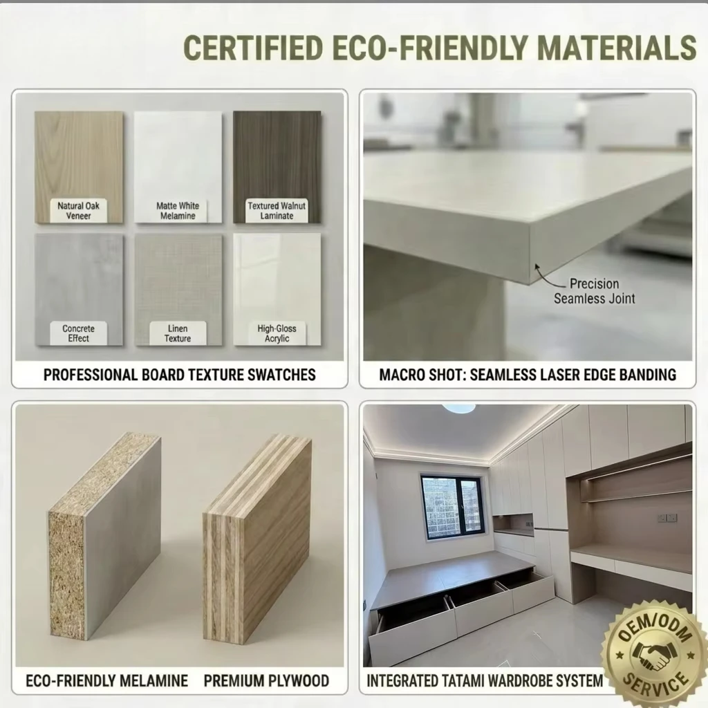 Bespoke E0 Eco-friendly Integrated Tatami Wardrobe Study Desk Modern Minimalist Full House Custom Furniture Set