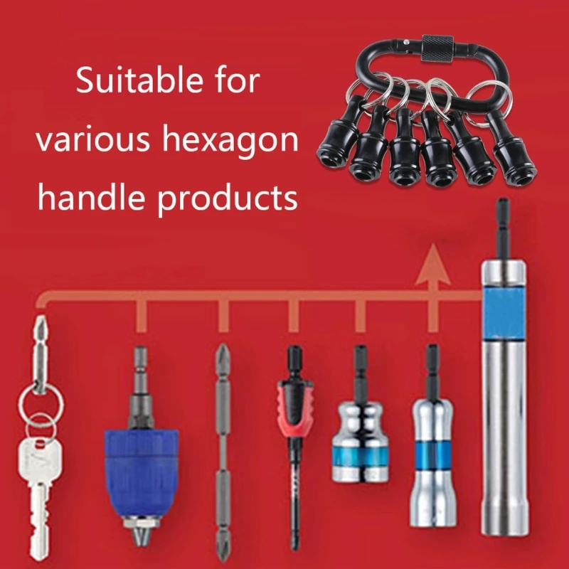 

Multiple Use Drill Bit Keychain Holder Organizers, 1/4" Hexagonal Shank Socket Adapter Accessories For Men Who Love Tool