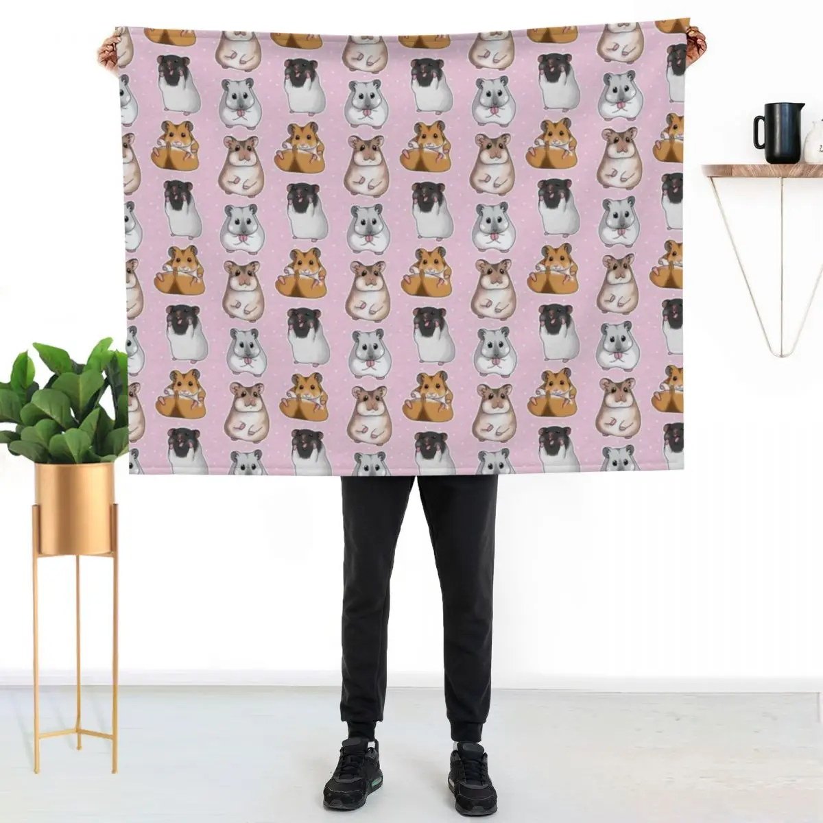 Hamster Pattern Throw Blanket halloween Beautifuls Flannel Fabric Hair Soft Big Large Blankets