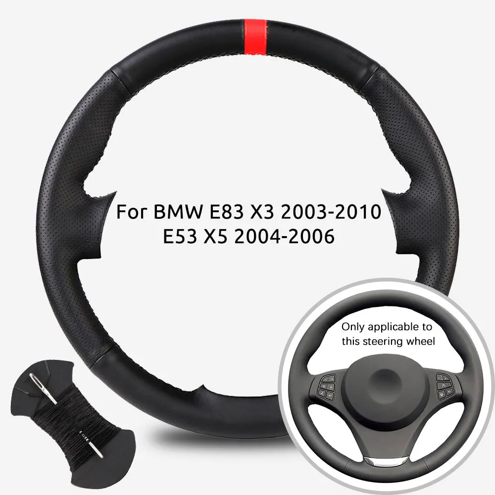 Microfiber Leather Car Steering Wheel Cover For BMW E83 X3 2003-2010 E53 X5 2004-2006 DIY Hand Sewing Steering Wheel Wrap Case