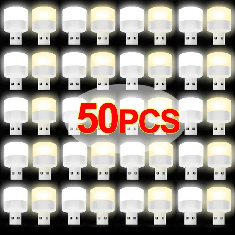 Mini USB Night Lights Warm White Eye Protection Book Reading Lights USB Plug Computer Mobile Power Night Lamps Round Book Lamps