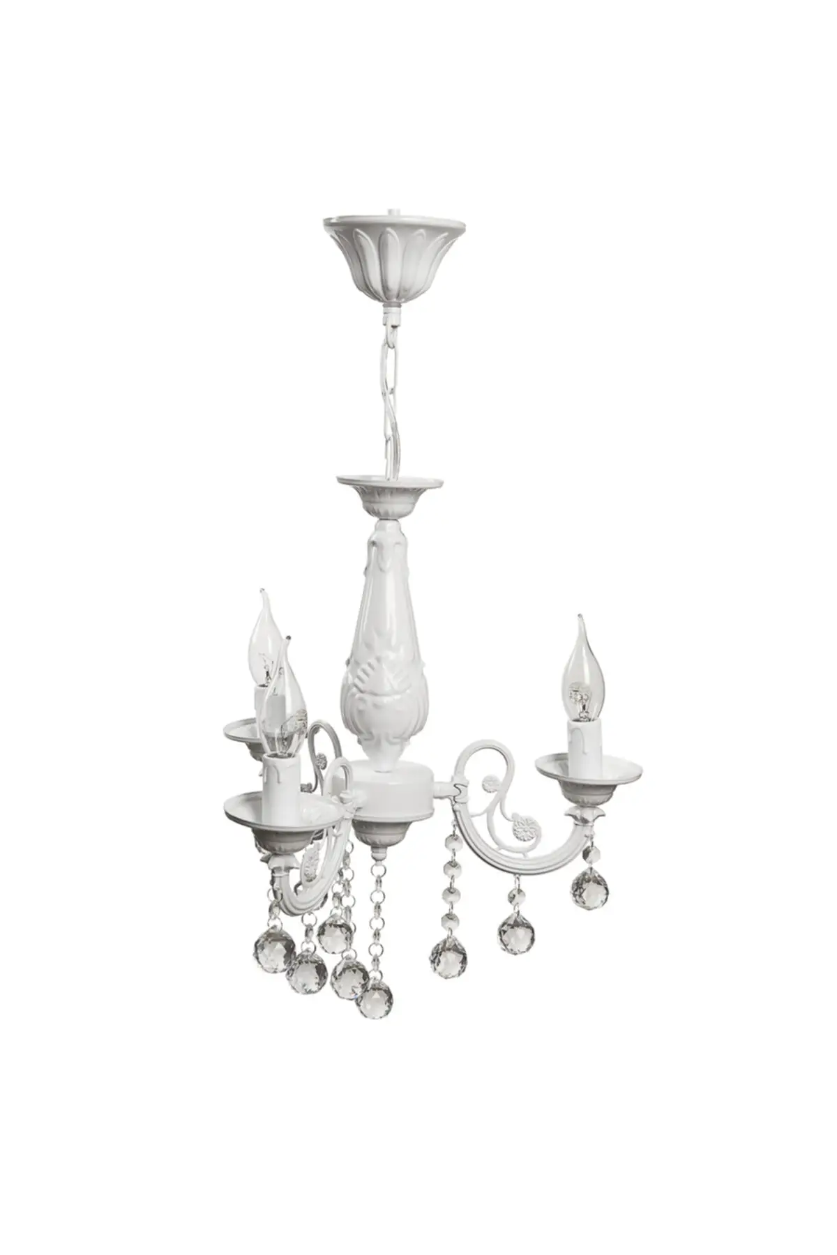 White chandelier with full-cast stone white chandelier