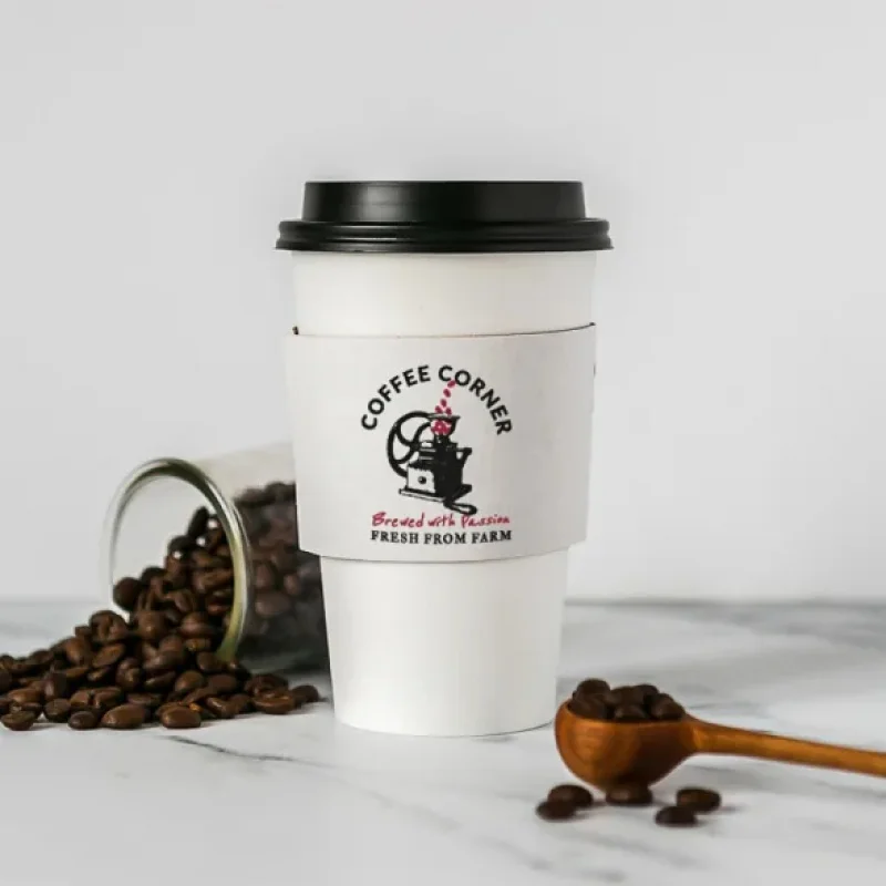 Funda de taza de café de papel para llevar personalizada, producto Biodegradable ecológico, venta al por mayor