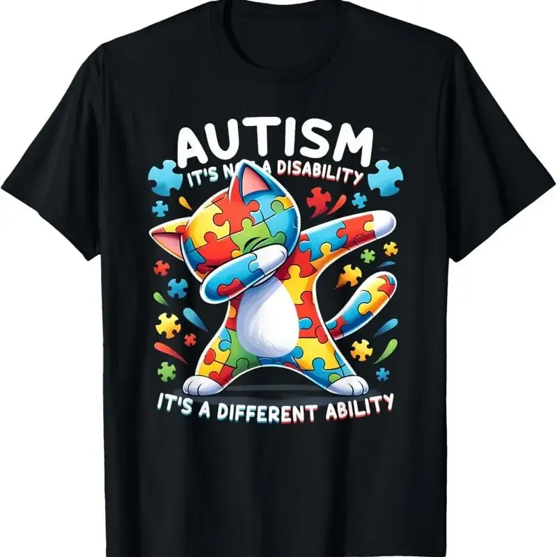 Cat Puzzle Autism It'S Not A Disability Funny Dabbing T Shirt