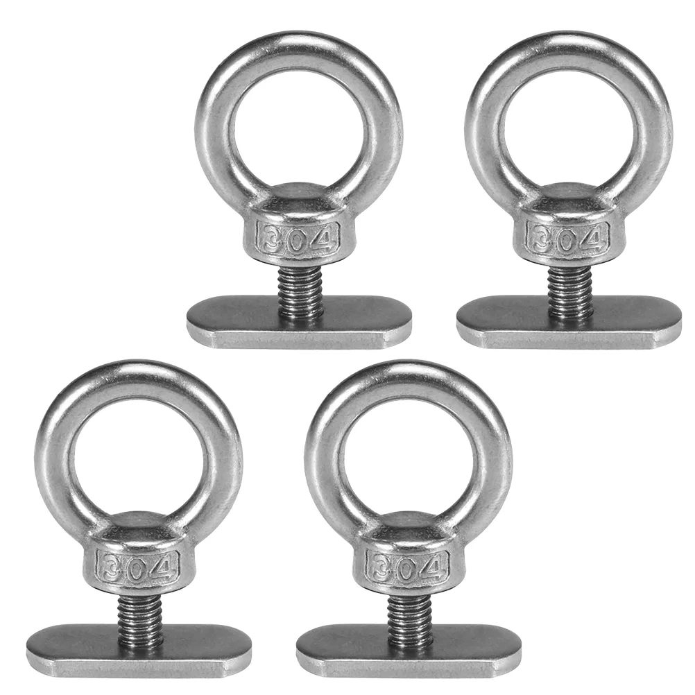 

4 Pcs Kayaks Ring Hook Track Mount Eyelet Boat Lifting Silver Stainless Steel Load