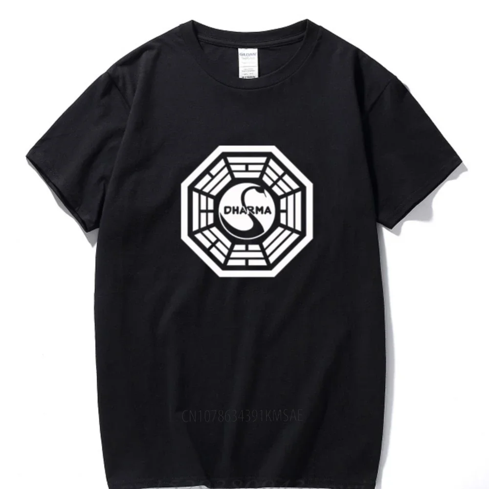 American TV Play Series LOST Dharma Initiative T-Shirt Fitness Cotton Short Sleeve Fans T Shirts Tops Tees Camisetas Masculinas