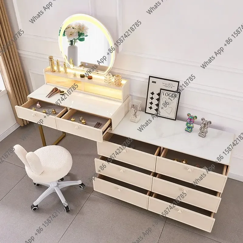 

LlFrench Light Luxury High Quality Dresser Makeup Table Bedroom Bedside Storage Chest Integrated Rock Slab Advanced