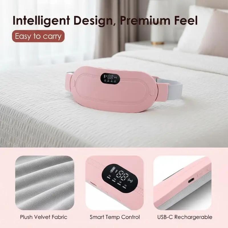 Portable Electric Waist Massage Belt Vibration Infrared Heat Ergonomic Design for Lumbar Strain Relief