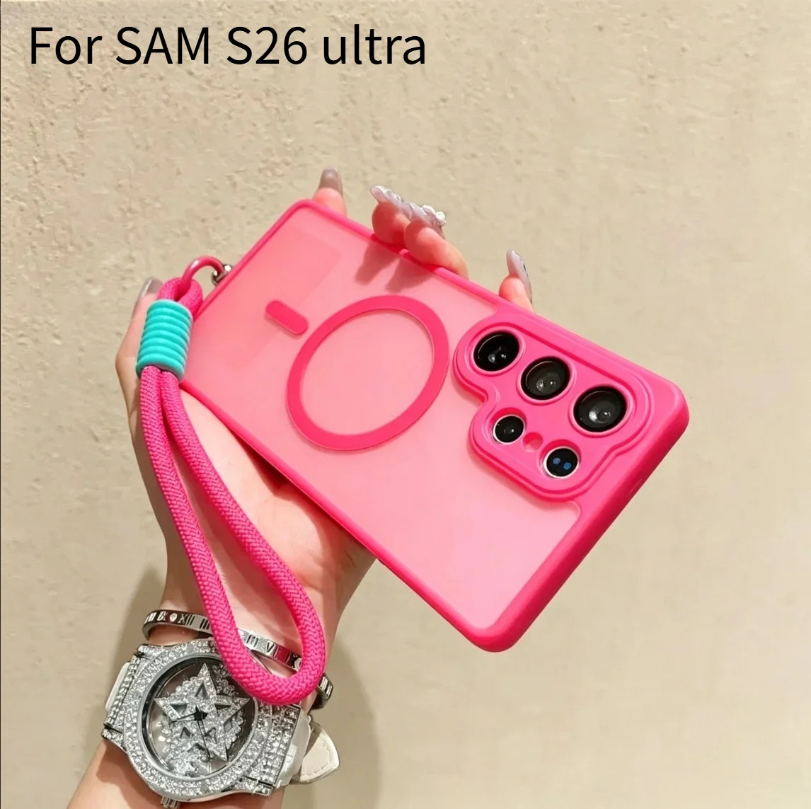 Luxury Matte Magnetic For Magsafe Cover For Samsung Galaxy S26 S23 S25 S24 Ultra Plus S25FE S24FE With Lanyard Lens Protect Case