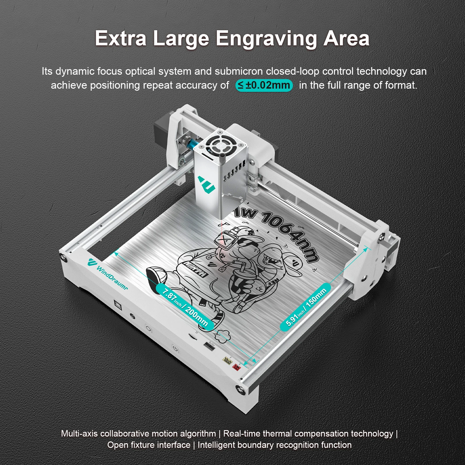 WindDraumr P1 Ultra Laser Engraver 1W 1064nm Macchina per incisione laser a infrarossi per metallo oro argento plastica inossidabile fai da te