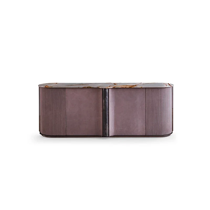 # for Home Decor Oval Shape Marble Top Italian Style Wood Sideboard Cabinet Luxury Living Room Nordic Sideboard