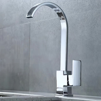 Chrome 360° Rotating Kitchen Faucet, Copper Alloy Deck Mounted Mixer Tap, Hot & Cold Water Sink Taps for Modern Kitchen