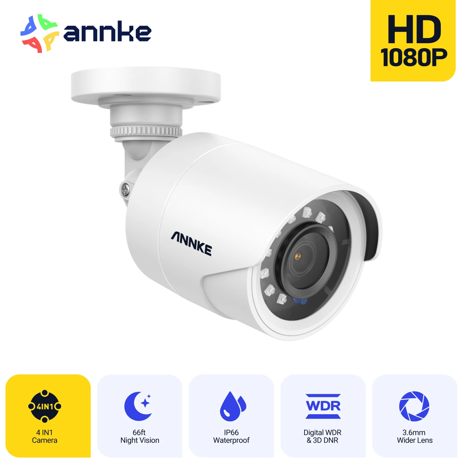 ANNKE 1080P analog camera night vision with auto IR-cut security camera outdoor 2MP
