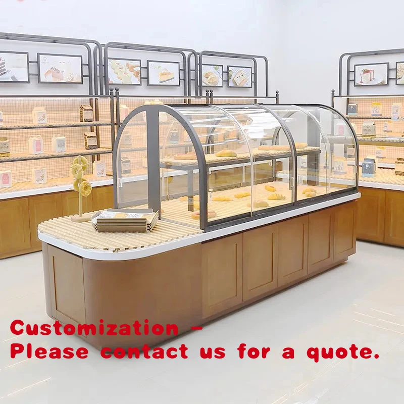 

custom.Mushen Forest Custom Bakery Display Cabinet Luxury Iron Retail Store Counter with Glass Shopping Mall Bread Dis