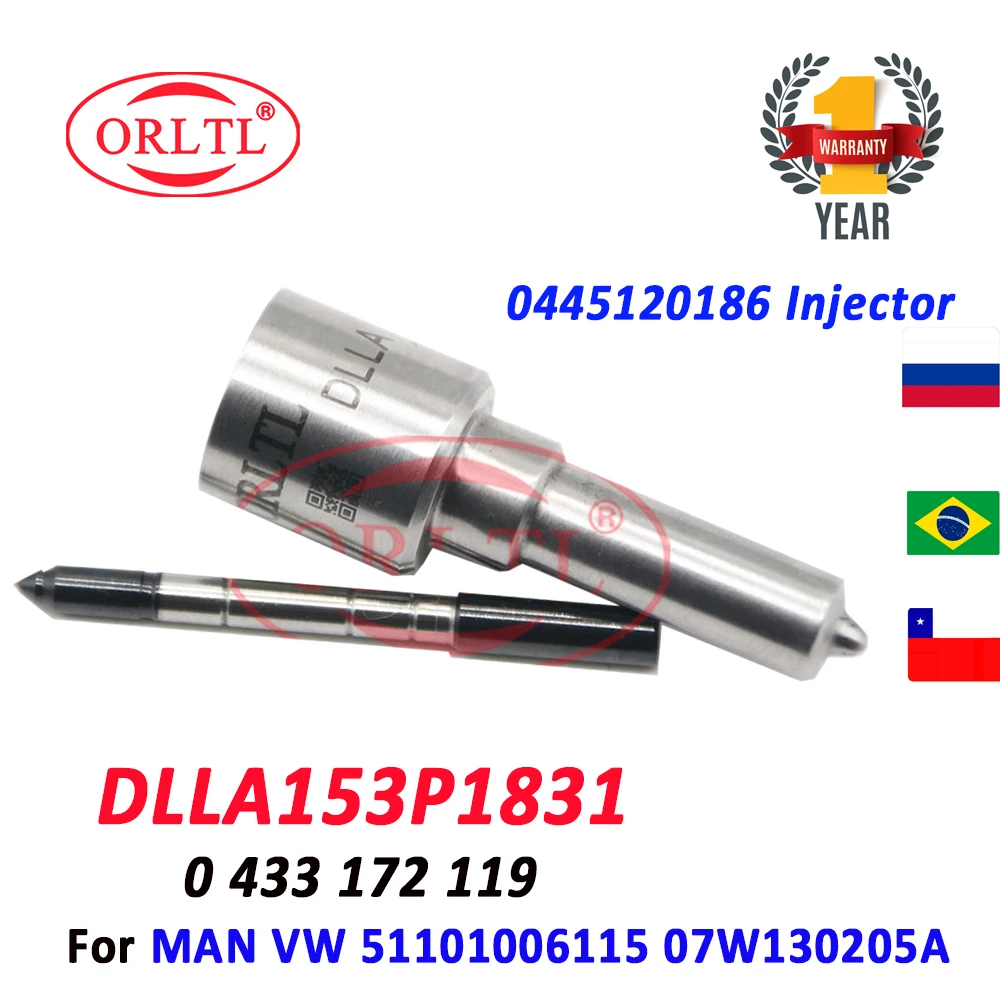 DLLA153P1831 Diesel Fuel Injector 0445120186 Nozzle 0 433 172 119 Common Rail Nozzle DLLA 153 P 1831 for MAN VW 51101006115