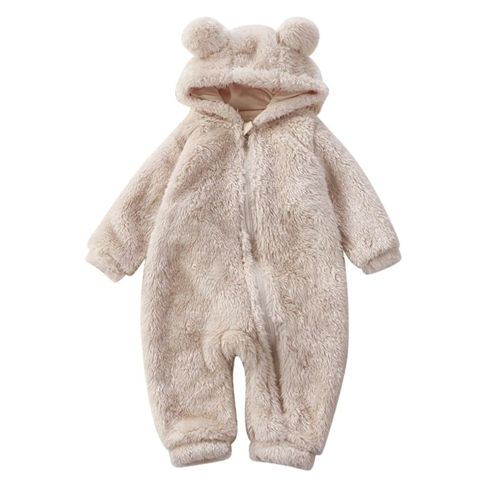 Newborn Facecloth Warm Crawling Clothes Baby Plush Onesie Coveralls Boys And Girls Oblique Zipper Bodysuits 0-2 Years Old